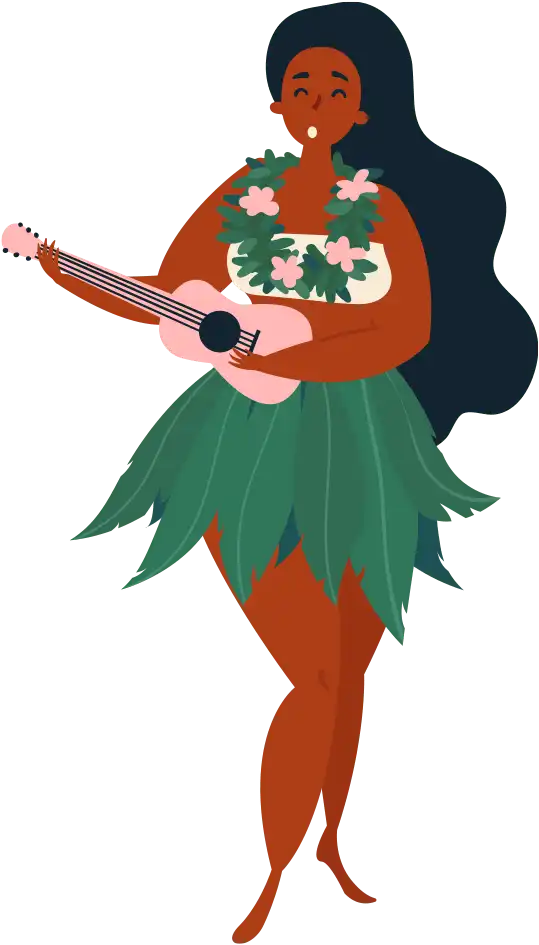 Hula girl playing an ukulele